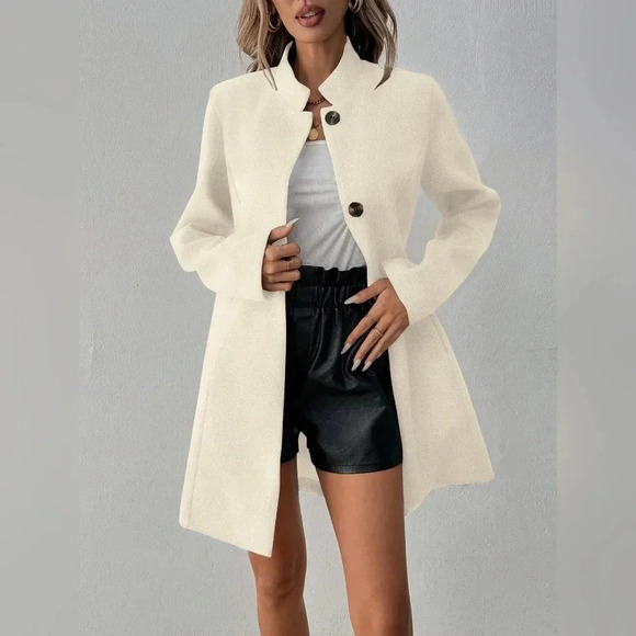 Single-Breasted Coat With Side Pockets - Picture 4 of 7